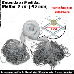 Redinha Pega Peixe Pronta 50M Malha 4,5 (4,5cm entre nós e 9cm aberta) Fio 0.40 Rede Pesca 4,32m Pescaria 40x45x48x50m - comprar online