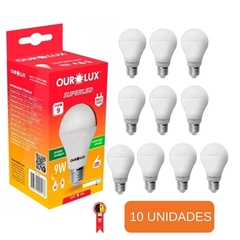 Kit Com 10 Lâmpada Led A60 9w 6500k Branco