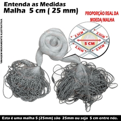 Redinha Pega Peixe Pronta 50M Malha 2.5 (2,5cm entre nós e 5cm aberta) Fio 0.40 Rede Pesca 2,4m Pescaria 40x25x48x50m - comprar online