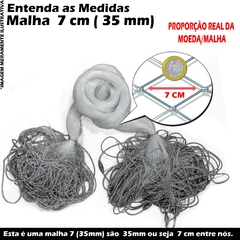 Redinha Pega Peixe Pronta 100M Malha 3.5 (35mm entre nós e 7cm aberta) Fio 0.35 Rede Pesca 1,12m Pescaria 35x35x16x100m