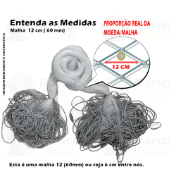 Redinha Pega Peixe Pronta 25M Malha 12cm (60mm) Fio 0.30 Rede Pesca 2,88m Pescaria 30x60x24