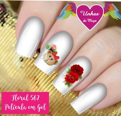 Película em Gel Transparente Ref: Floral 567 cartela com 12 unidades