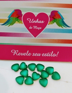 Coração Fosco Verde Esmeralda 6mm com 10 unidades - comprar online