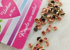 Olho de Gato 4mm Rosé com borda dourada com 50 unidades - comprar online