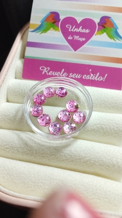 Olho de Peixe 6mm Rosa com Glitter com 12 unidades