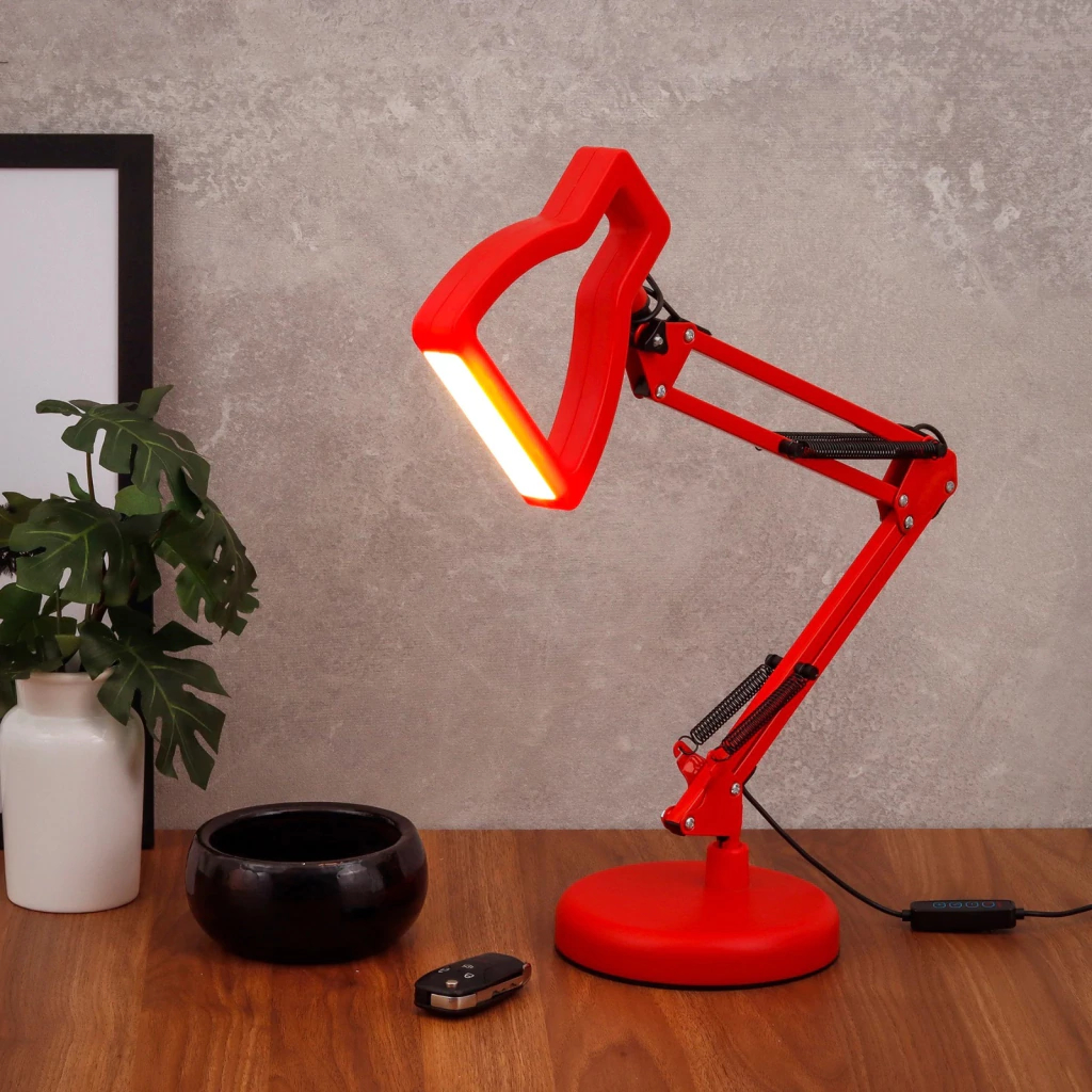 Luminária de Mesa Abajur Desk Vermelho com LED Para Leitura, Quartos,  Escritório e Escrivaninhas - 3D-VERMELHO