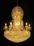 Lustre de Cristal Clássico Cuba Dourado e Cristais Transparente Ø100x150 para Sala de Jantar e Buffet