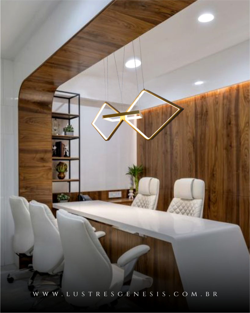 Lustre Pendente Moderno de LED Losango Dourado para Sala de Jantar, Quartos  e Sala de Estar