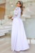 Vestido Longo Branco em Piquet c/ Renda Manga Longa - Denise - comprar online
