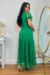 PEDIDOS PELO WHATSAPP > Vestido Longo Verde Bandeira em tule com Laço Manga Princesa - liss - loja online