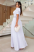Vestido Longo Branco Crepe Plissado Manga Princesa - Luana - comprar online