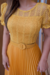 Vestido Longuete Amarelo em Plissado Renda Arrastão com saia em Malha - Sara na internet