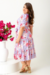 Vestido Longuete Floral com Laço em Malha Lese - Gabi - comprar online