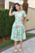 Vestido Midi Floral em Piquet com Cinto Forrado - Viviane