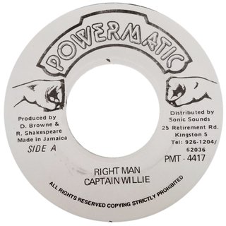 7" Captain Willie - Right Man/Version (Original Press) [VG+]