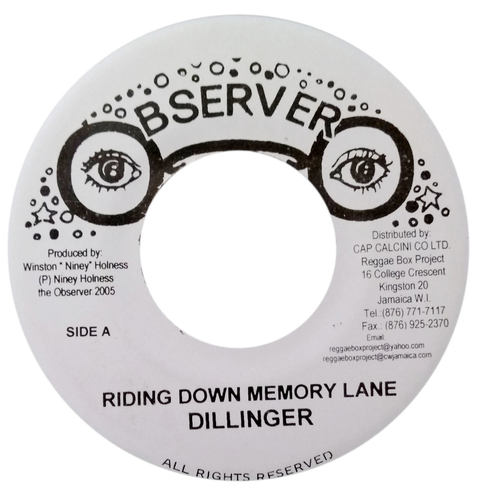 7" Dillinger - Riding Down Memory Lane/West Bound Lotion [VG+]