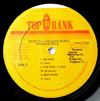 LP Frankie Paul - Strictly Reggae Music (Original JA Press) [VG+] - Subcultura