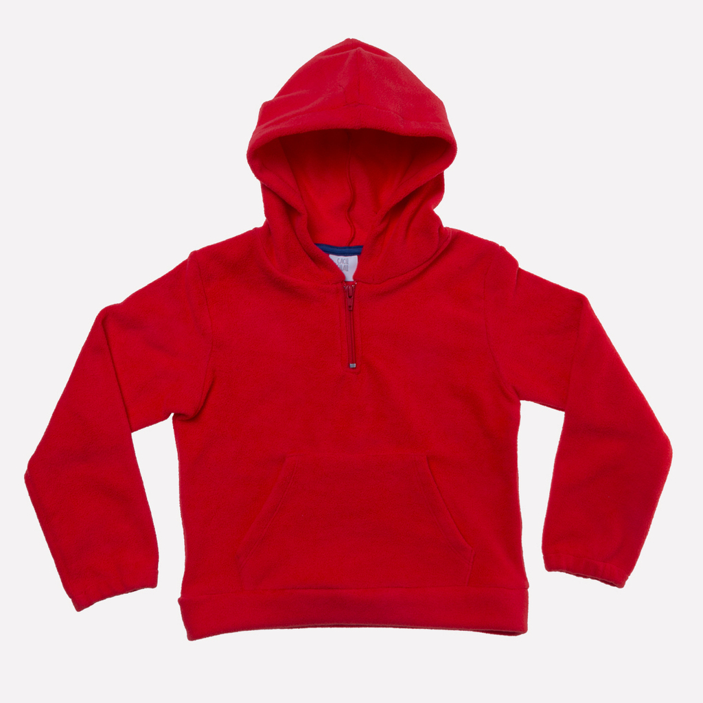 BUZO CANGURO POLAR CON CAPUCHA ROJO