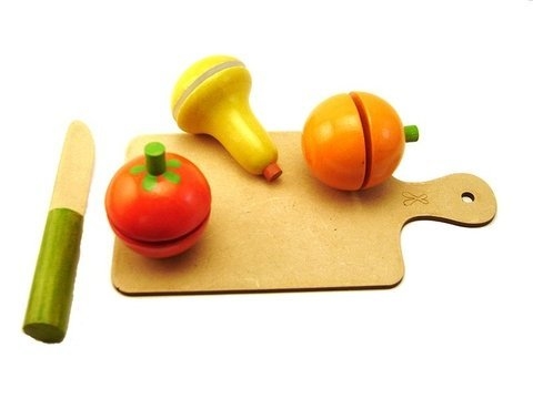 Frutas Para Jugar Y Cortar de Madera (Viene con Tabla + Cuchillo)