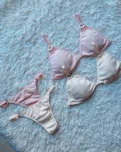 Bikini arandelas texturado rosa conjunto - $21240 transfe