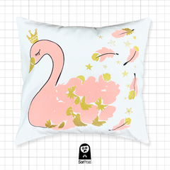 Almohadón Cuadrado CISNE ROSA - OUTLET! *leer descripción