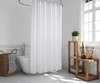 Cortina De Baño Simil Lino Blanco + Ganchos Roller