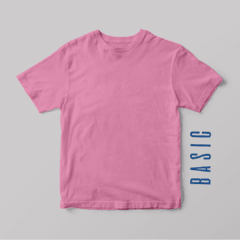 Camiseta de algodão básica rosa chiclete
