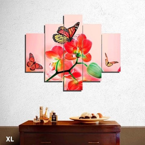 Mariposa y orquídeas rojas cuadros decorativos