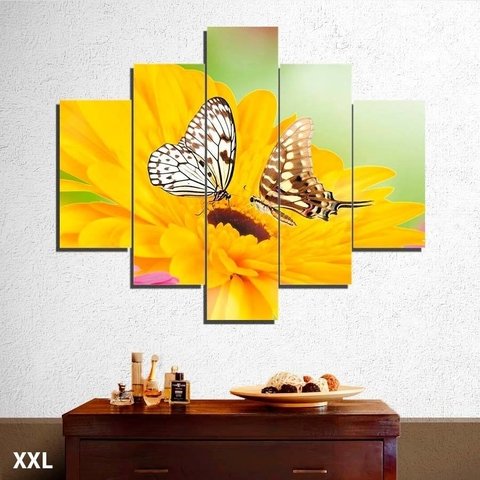 Mariposas y Flor Amarilla cuadros decorativos