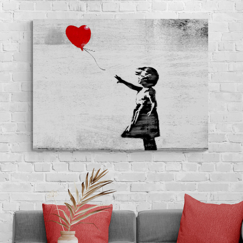 Bansky La Niña y el Globo Mural Minimalista