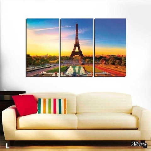 Eiffel Atardecer cuadro Triptico