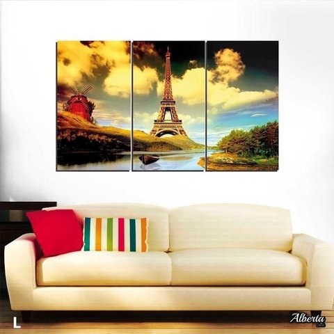 Eiffel y molino cuadro Triptico