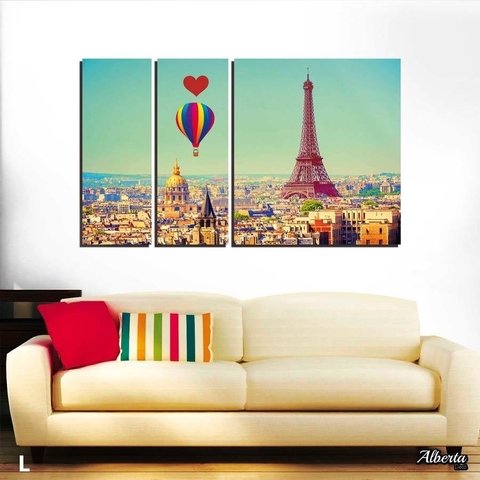 Eiffel Bonjour Paris cuadro Triptico