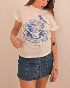 Remera Dana Pajarito Natural con Azul - comprar online