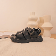 Sandalias de Cuero Negro Chia - comprar online