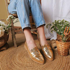 Mocasines de Cuero Dorado Conejito - tienda online