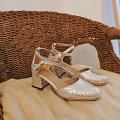 Zapatos de Cuero Beige con Plata Lirio - tienda online