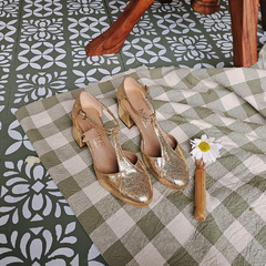 Zapatos de Cuero Dorado Serenidad - tienda online