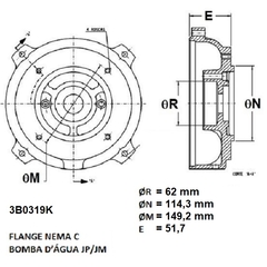 Flange Eberle Nema-C Bomba D'Água JP/JM Carcaça 80 3B0319K - loja online