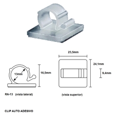 Fixador Clip Auto Adesivo 13 mm RA13 100 peças na internet