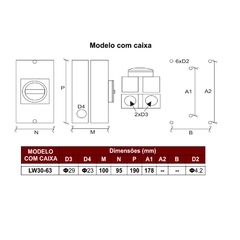 Chave Seccionadora Rotativa L/D 63A C/Caixa 4 Polos LW30 - Eletrotécnica Vera Cruz