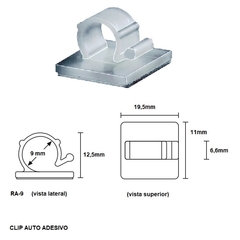 Fixador Clip Auto Adesivo 9 mm RA9 100 peças na internet