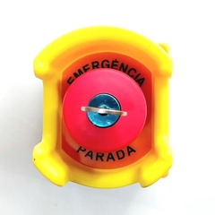 Botoeira Plástica Amarela C/ Botão Emergência Chave 2nf Proteção SA-EG2