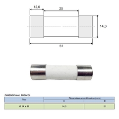 Fusível Cartucho Porcelana 14x51mm 32A Ultra Rápido 10 Peças - Eletrotécnica Vera Cruz