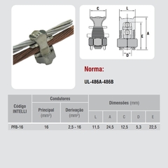 Conector Parafuso Fendido 16 mm² Bi Metálico - Eletrotécnica Vera Cruz