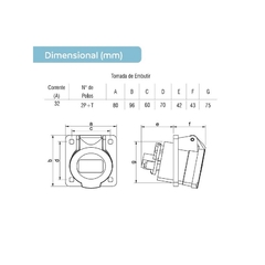 Tomada Embutir IP44 32A 2p+t 110/130Vca Amarela 4h TES-3244 - comprar online