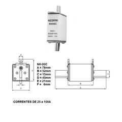 Fusível NH-00 40A aR Ultra Rápido 500 Vca na internet