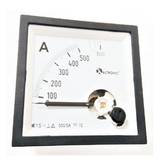 Amperímetro Analógico 72x72mm 500/5A Medição Indireta
