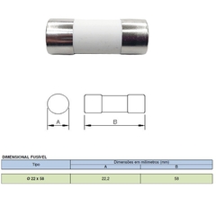 Fusível Cartucho Porcelana 22x58mm 63A Ultra Rápido na internet