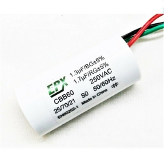 Capacitor Permanente Duplo 1,3+1,7 uf 250Vca Fios CBB60 10 Peças - comprar online